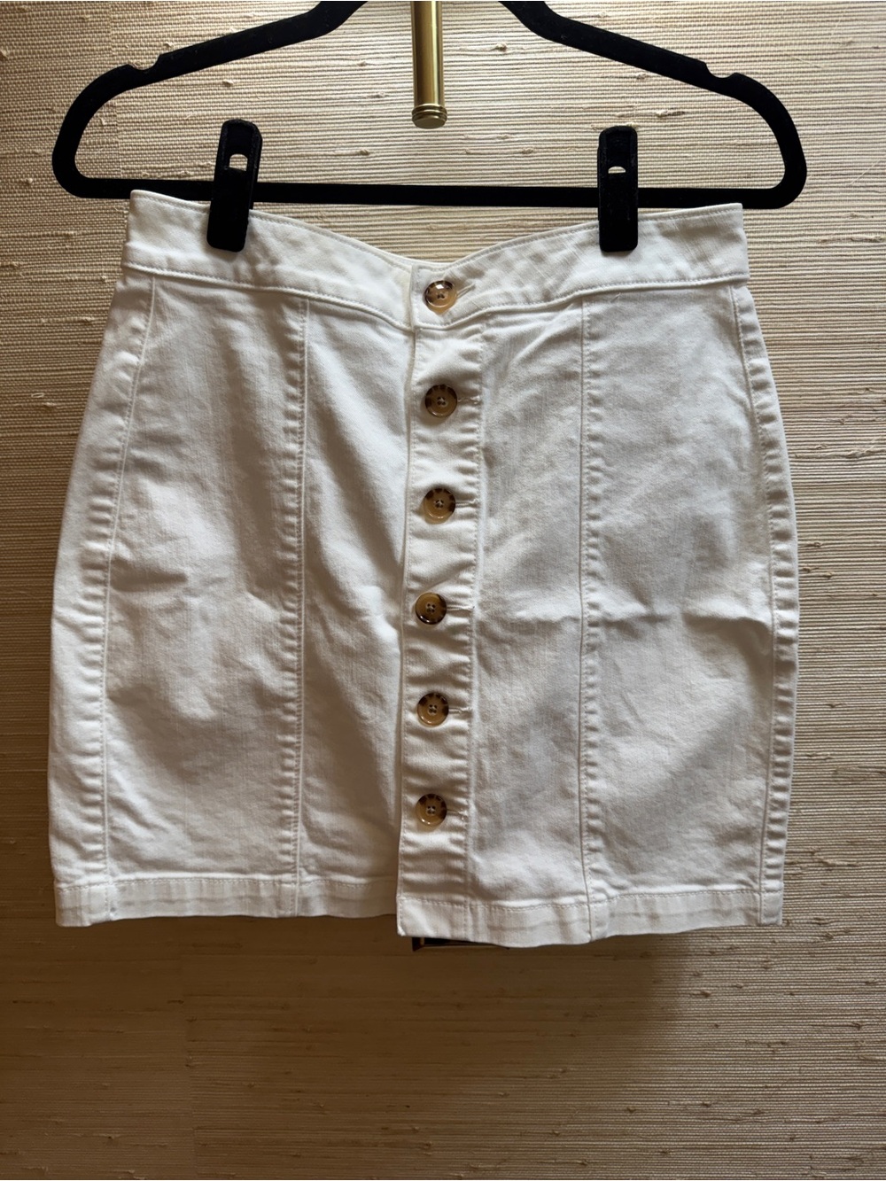 Loft: Button-Front White Denim Mini Skirt
